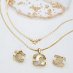 Load image into Gallery viewer, 18K Real Gold Elegant C.H Stone Jewelry Set
