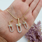 Load image into Gallery viewer, 18K Real Gold 2 Color U-Link Jewelry Set
