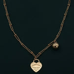 Load image into Gallery viewer, 18K Real Gold Ball &amp; Heart Linked Necklace
