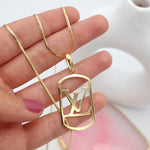 Load image into Gallery viewer, 18K Real Gold L.V Square Necklace
