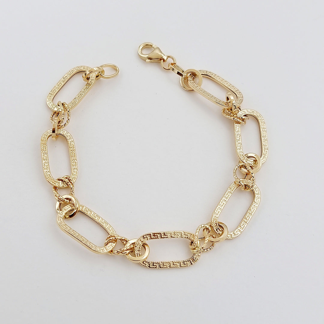 18K Real Gold Long Square Linked Bracelet