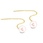 Load image into Gallery viewer, 18K Real Gold Dangling w/ Pearl Design Earrings
