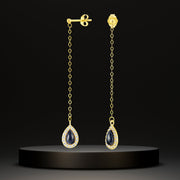 18K Real Gold Hanging Black Earring Set