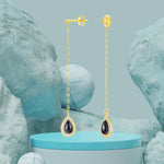 Load image into Gallery viewer, 18K Real Gold Hanging Black Earring Set
