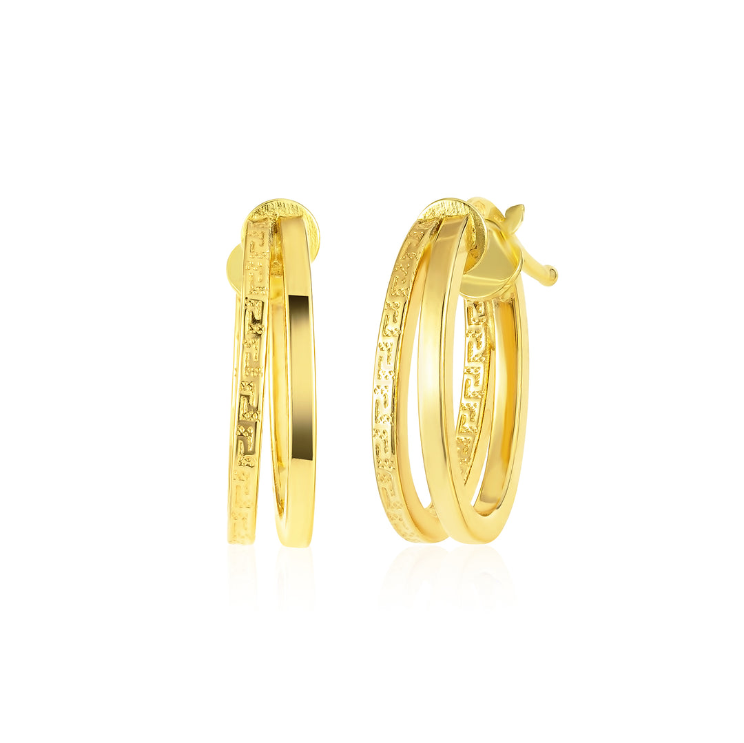 18K Real Gold Double Round Loop Earrings