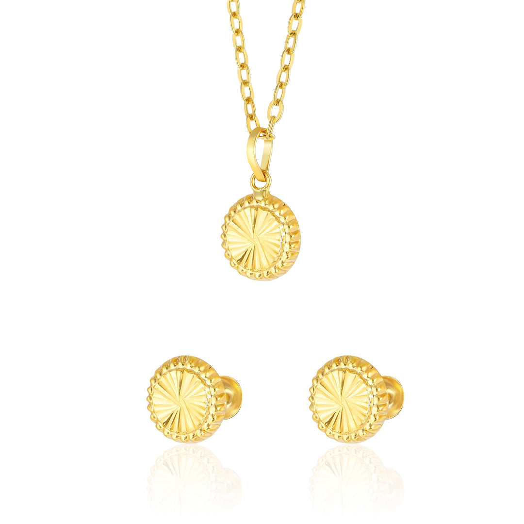 18K Real Gold Round Screw Jewelry Set