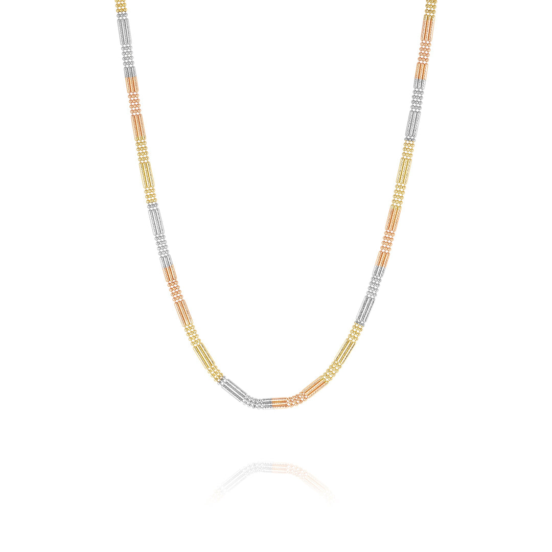 18K Real Gold 3 Color Layer Seed Chain