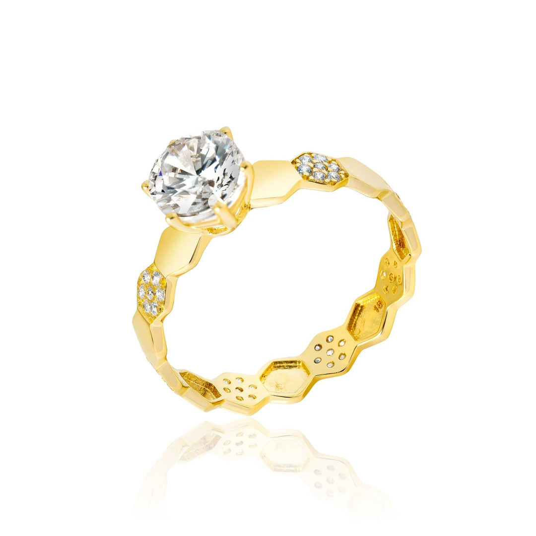 18K Real Gold Stone Ring