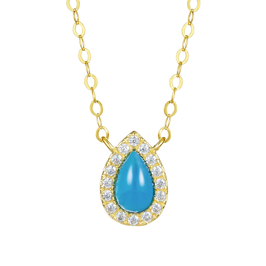 18K Real Gold Skye Blue Stone Necklace