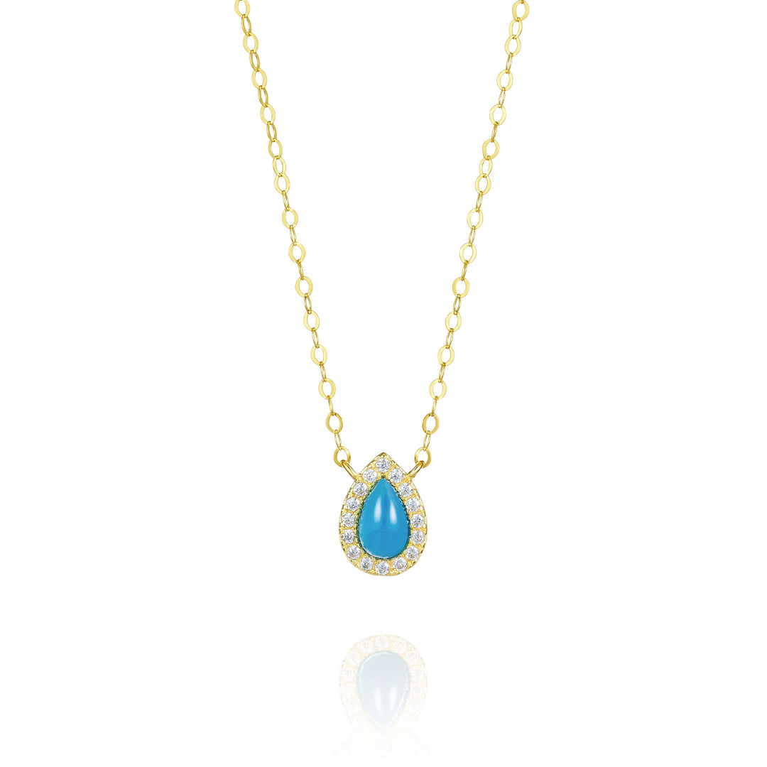 18K Real Gold Skye Blue Stone Necklace