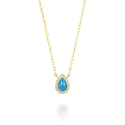 18K Real Gold Skye Blue Stone Necklace