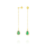 Load image into Gallery viewer, 18K Real Gold Hanging Light Green Earring Set
