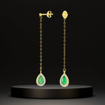 Load image into Gallery viewer, 18K Real Gold Hanging Light Green Earring Set

