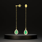 18K Real Gold Hanging Light Green Earring Set