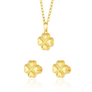 18K Real Gold Flower Heart Screw Jewelry Set