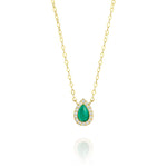 Load image into Gallery viewer, 18K Real Gold Green Stone Necklace
