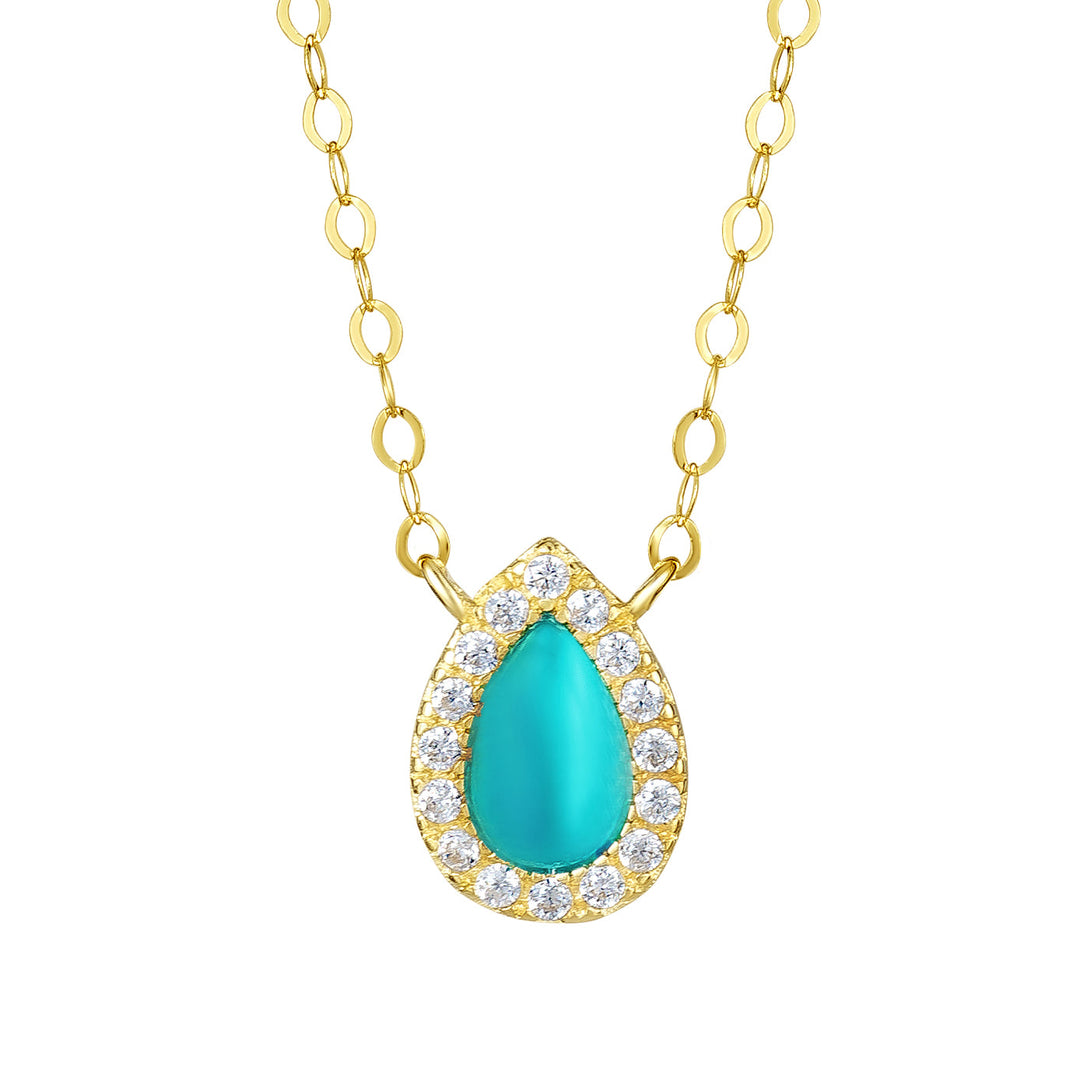 18K Real Gold Skye Blue Stone Necklace