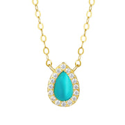 18K Real Gold Skye Blue Stone Necklace