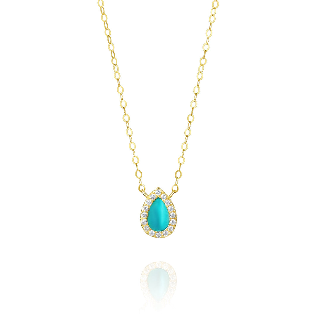 18K Real Gold Skye Blue Stone Necklace