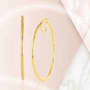18K Real Gold Round Loop Earrings