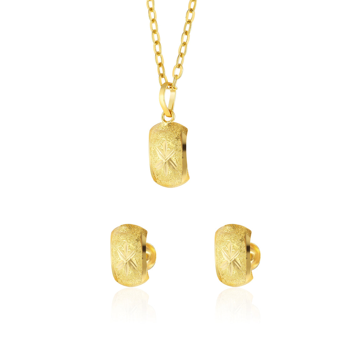 18K Real Gold Curved Square Screw Jewelry Set