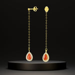 Load image into Gallery viewer, 18K Real Gold Hanging Red Earring Set
