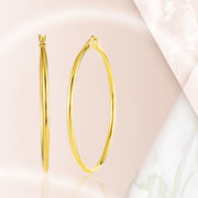 18K Real Gold Round Loop Earrings