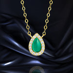 Load image into Gallery viewer, 18K Real Gold Green Stone Necklace
