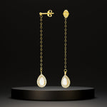 Load image into Gallery viewer, 18K Real Gold Hanging White Earring Set
