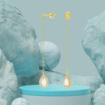 Load image into Gallery viewer, 18K Real Gold Hanging White Earring Set

