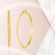 18K Real Gold Round Loop Earrings