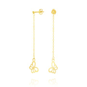 18K Real Gold Hanging Butterfly Earring Set