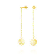 18K Real Gold Hanging Flower Earring Set