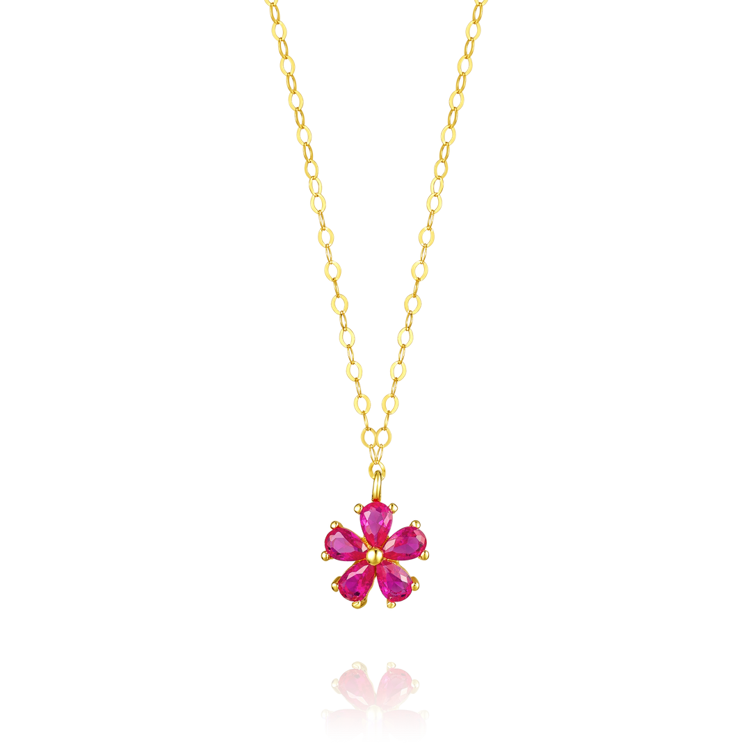 18K Real Gold Flower Necklace