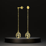 Load image into Gallery viewer, 18K Real Gold Hanging Tree Earring Set
