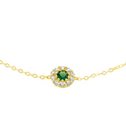 18K Real Gold Green Stone Bracelet