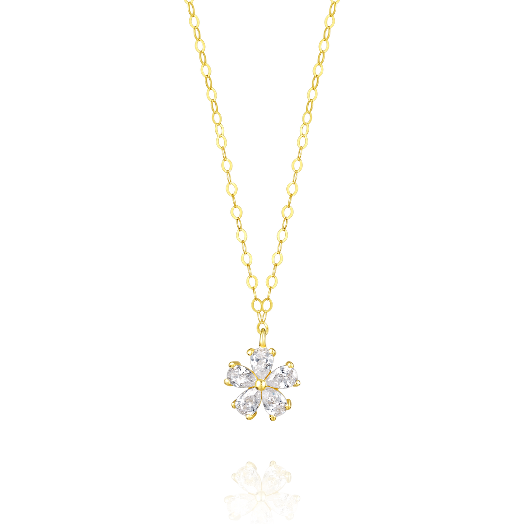 18K Real Gold Flower Necklace