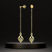 18K Real Gold Hanging Drop Earring Set