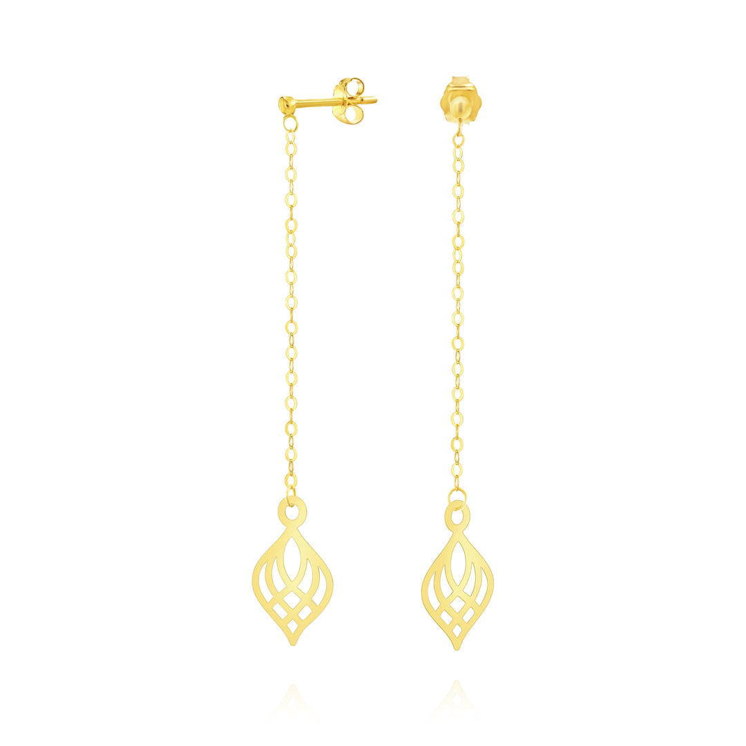 18K Real Gold Hanging Drop Earring Set