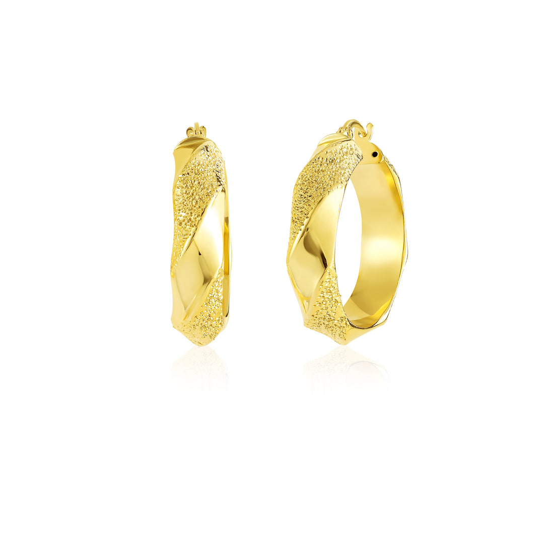 18K Real Gold Thick Round Loop Earrings