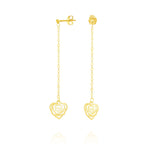 Load image into Gallery viewer, 18K Real Gold Hanging Heart Earring Set
