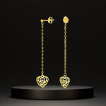 Load image into Gallery viewer, 18K Real Gold Hanging Heart Earring Set
