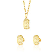18K Real Gold Curved Square Screw Jewelry Set