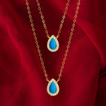 Load image into Gallery viewer, 18K Real Gold 2 Layer Blue Stone Necklace
