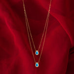 Load image into Gallery viewer, 18K Real Gold 2 Layer Blue Stone Necklace
