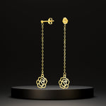 Load image into Gallery viewer, 18K Real Gold Hanging Flower Earring Set
