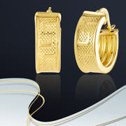 18K Real Gold Round Loop Earring Set