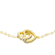 18K Real Gold Double Heart Stone Bracelet