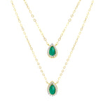 Load image into Gallery viewer, 18K Real Gold 2 Layer Green Stone Necklace
