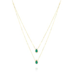 Load image into Gallery viewer, 18K Real Gold 2 Layer Green Stone Necklace

